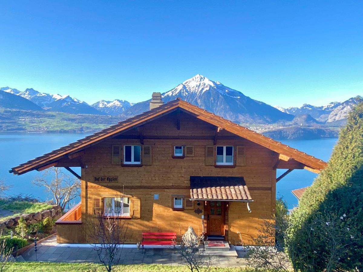 Chalet Egglen "Typical Swiss House, Best Views, Private Jacuzzi" Sigriswil Luaran gambar