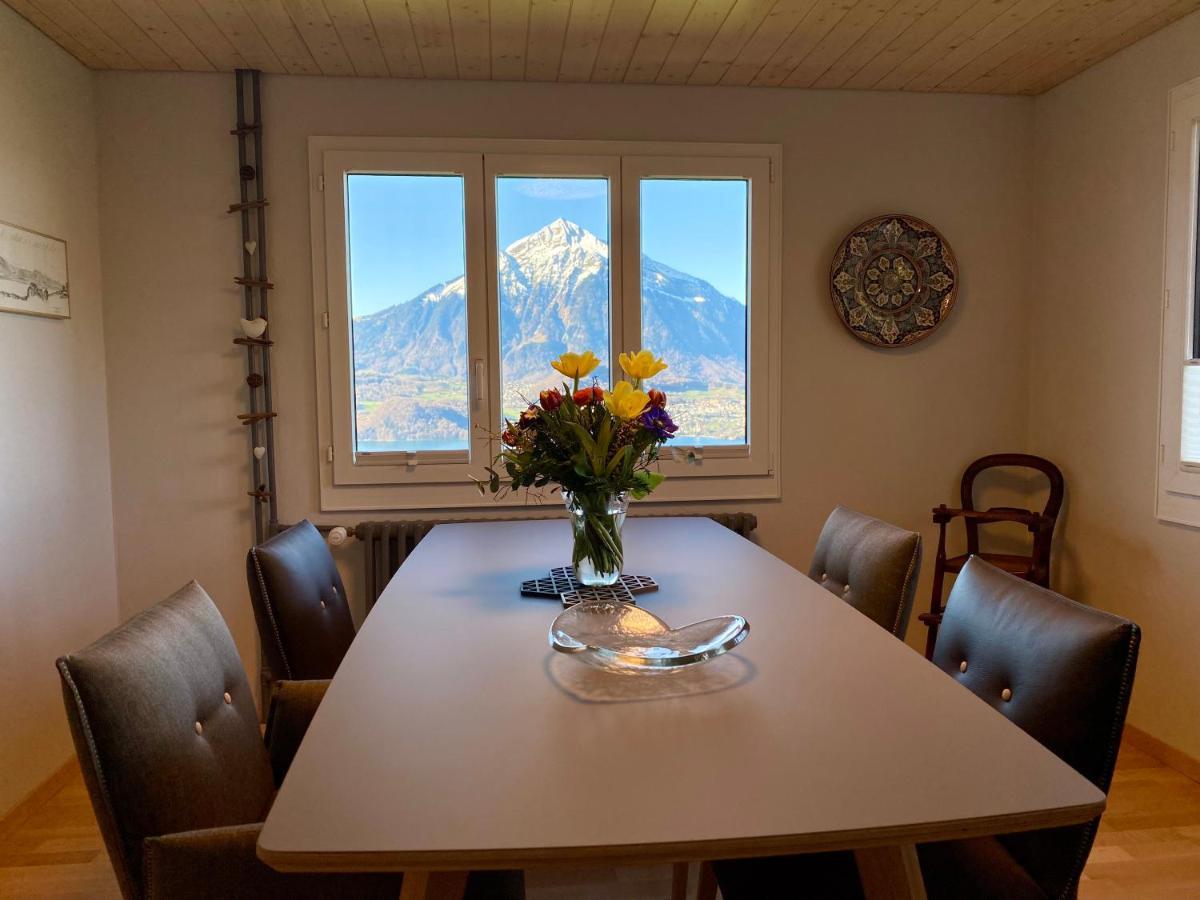 Chalet Egglen "Typical Swiss House, Best Views, Private Jacuzzi" Sigriswil Luaran gambar
