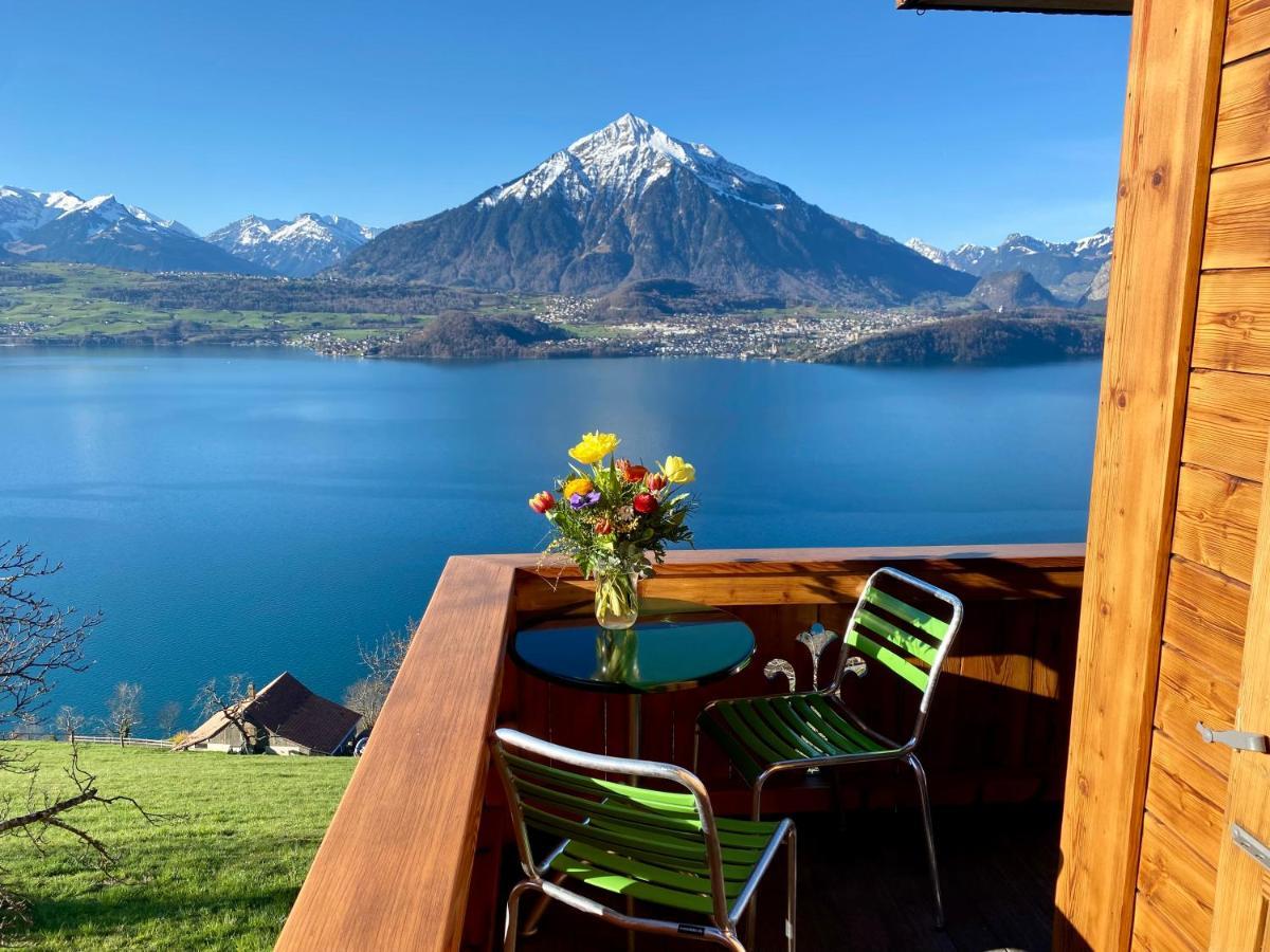 Chalet Egglen "Typical Swiss House, Best Views, Private Jacuzzi" Sigriswil Luaran gambar